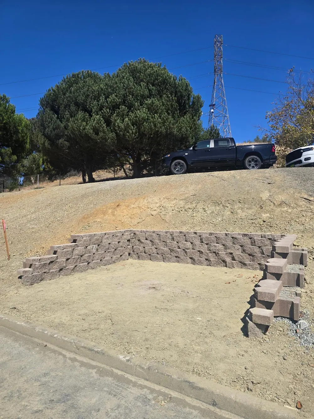 Retaining wall under construction
