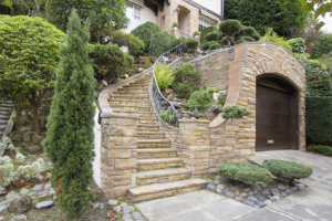 Cultured Stone Veneer Facade on Home Exterior